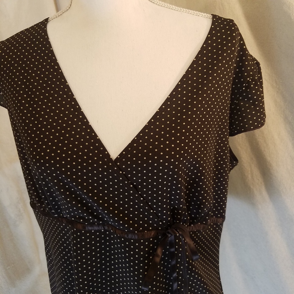 Perseption Stretch Brown Polka Dot Tunic